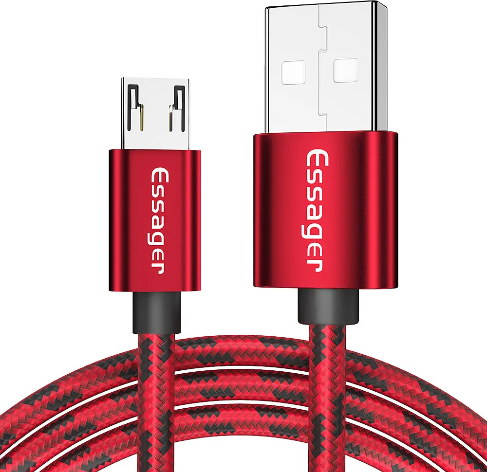 Essager нейлоновый Micro USB кабель 2.4A для быстрой зарядки и передачи данных кабель для samsung Xiaomi Microusb шнур 1 м 2 м кабели для мобильных телефонов - Цвет: Red