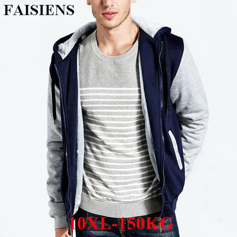 FAISIENS мужские куртки больших размеров 7XL 8XL с капюшоном толстые теплые флисовые