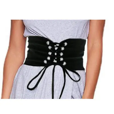 

Women Lady Fashion Wide Buckle Elastic Stretch Corset Waistband Waist Belt