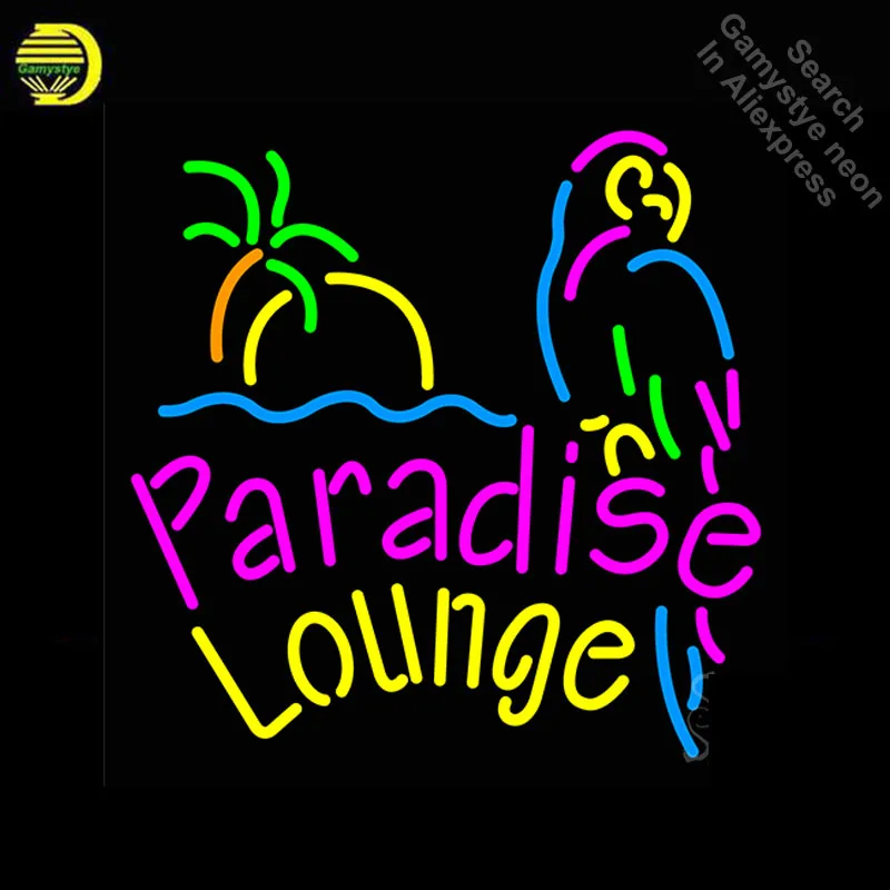 Neon Sign for Paradise Lounge Parrot Neon Bulb sign handcraft Real Glass tubes Decorate windows Beer Bar pub light Dropshipping