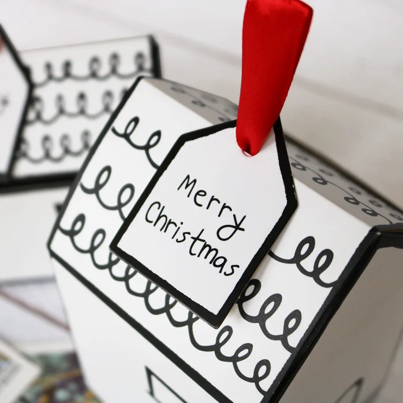 10 шт. бумажные подарочные коробки белый дом подарочная упаковка драже коробка