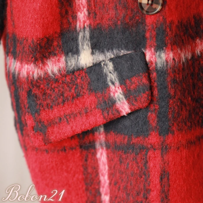 BOBON21 2015 Real Slim Regular Button Full Abrigos New Fashion Winter Coat And Plaid Grid Women Clothing Streetwear Wool C1150 | Женская