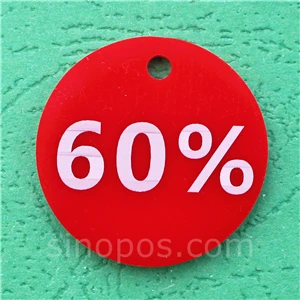 60 percent red Роскошные Многоразовые этикетки со скидкой, акриловая пластиковая, обувь, одежда ярлык для багажа процент от цены, бирка рекламная вывеска - Цвет: 60 percent red
