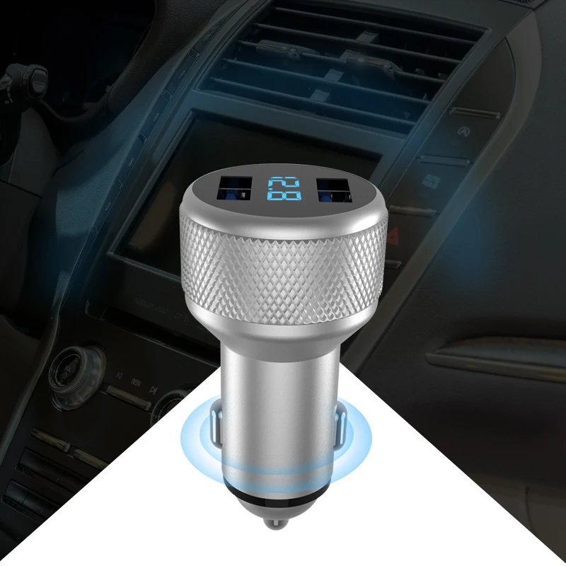 GUSGU Мини Автомобильное зарядное устройство, автомобильное USB Carger для iPhone/samsung/Xiaomi быстрое зарядное устройство 3.1A светодиодный дисплей адаптер двойной автомобильное зарядное устройство