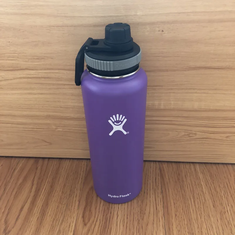 32oz Purple 32 унц./40 унц. Гидро теплоизолированная колба из нержавеющей стали Спорт Бутылочка с широким горлом с аэратор - Цвет: 32oz Purple
