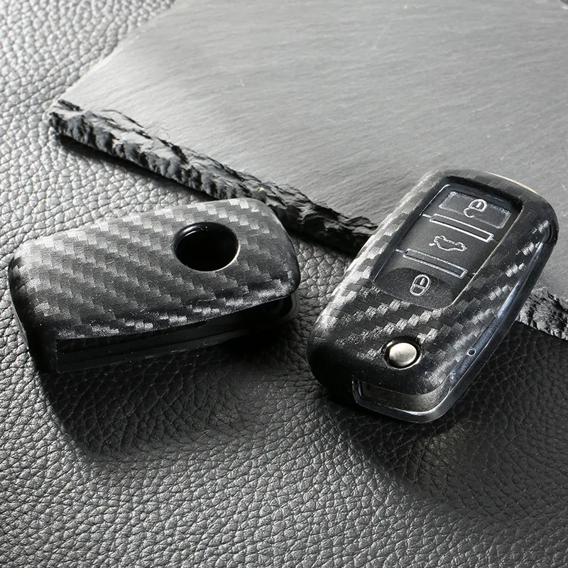 New Carbon Fiber Silicone car key cover case shell fob for VW Golf Bora Jetta POLO Passat For Skoda Octavia A5 Fabia SEAT Ibiza |