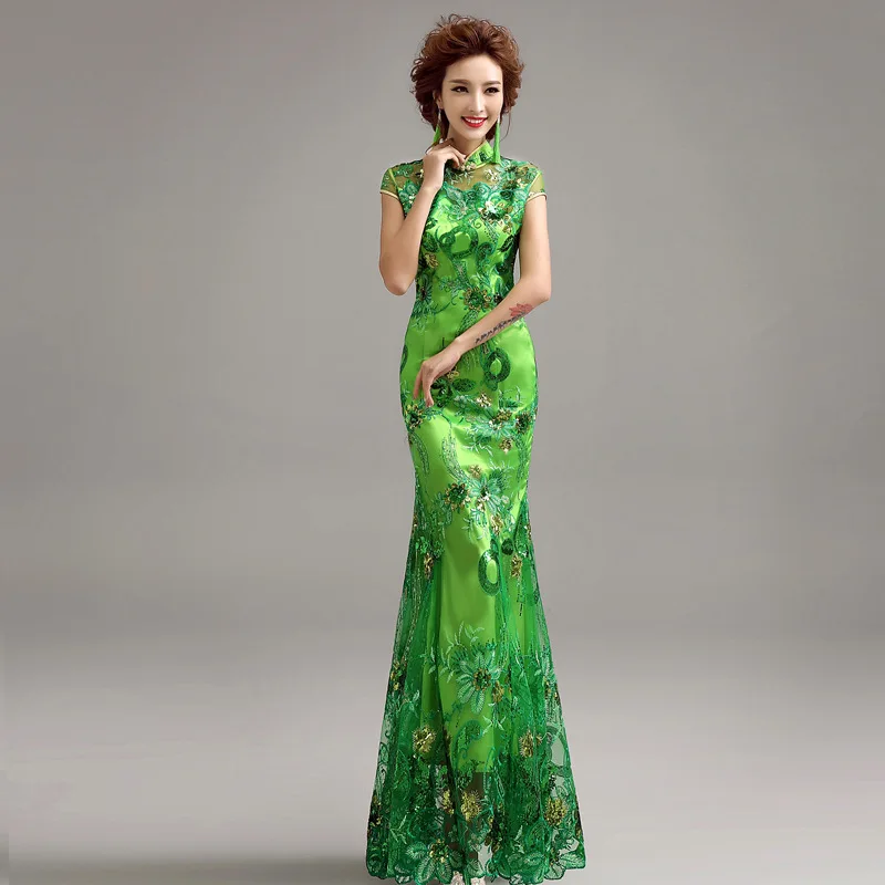 Женское длинное платье Ципао традиционное китайское с вышивкой|qipao styles|dress