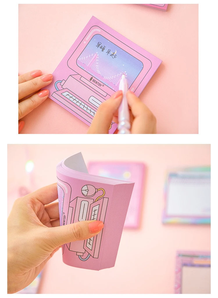 Cute Computer Game Memo Pad Self-adhesive Planner Stickers Kawaii Paper Sticky Notes Notepad School Office Stationery Supplies