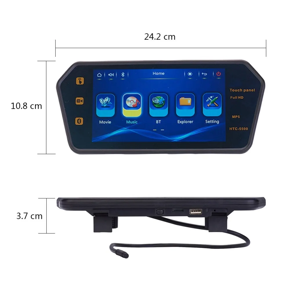 Bluetooth видео MP5 плеер 7 дюймов TFT LCD цветной зеркальный монитор Автомобильное