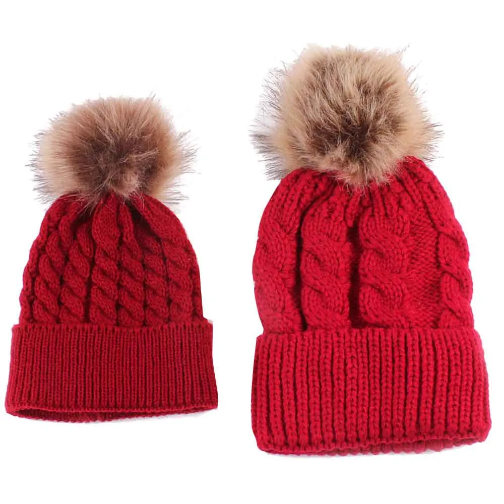 

TELOTUNY Mom And Baby Hats Knitting girls boys Warm Hat Winter newborn photography props bonnet Z0829