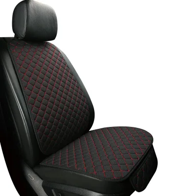 black red 1 seat Абсолютно льняной чехол для сиденья автомобиля Передняя/задняя льняная подушка дышащий протектор не скользящий коврик авто аксессуары универсальный размер - Название цвета: black red 1 seat