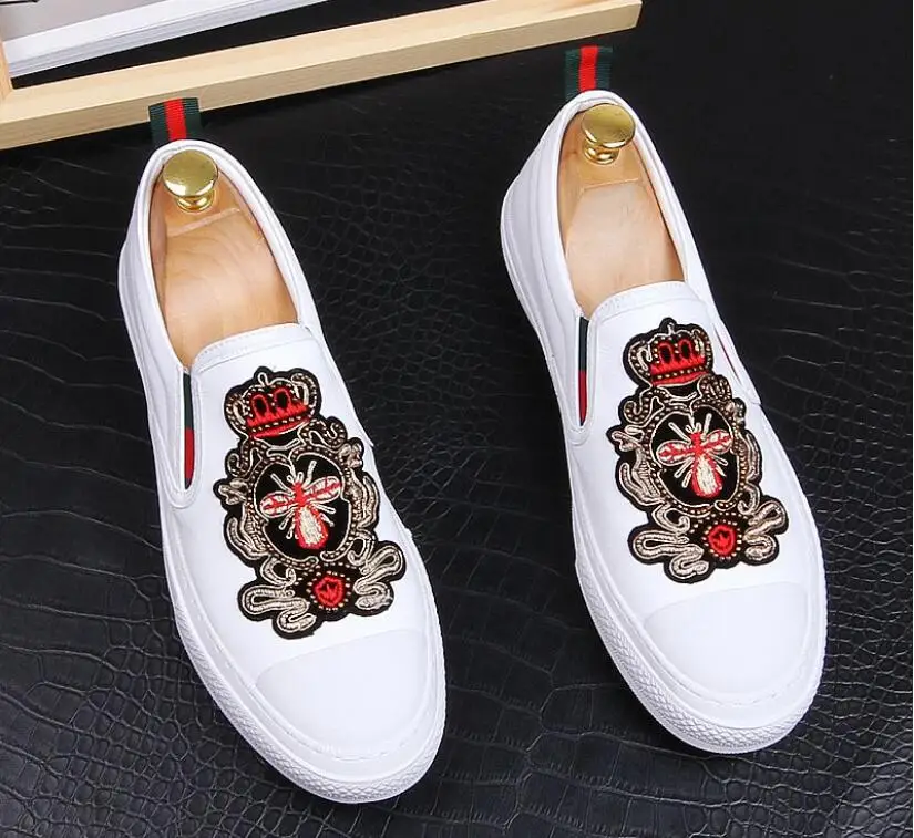 NEW Luxury embroidery bees Casual Shoes Men Loafers Slip on High Quality Designer Shoes Men Moccasins Sneaker Footwear Male