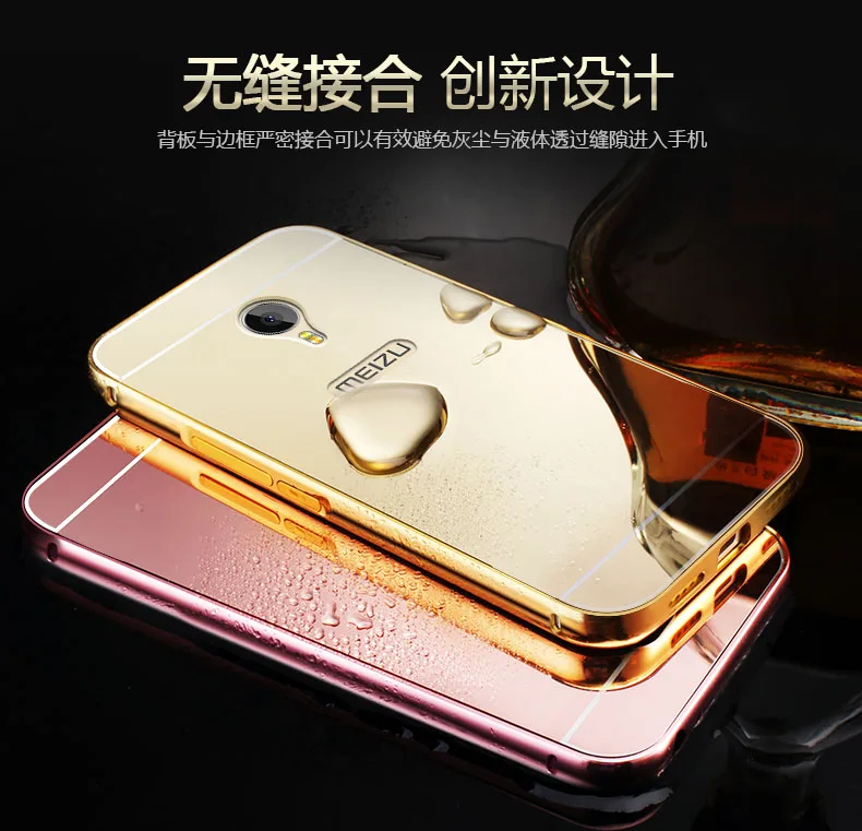 Роскошные Металл Алюминиевая Рама + Зеркало Акриловые Обложка Чехол Для Meizu M3