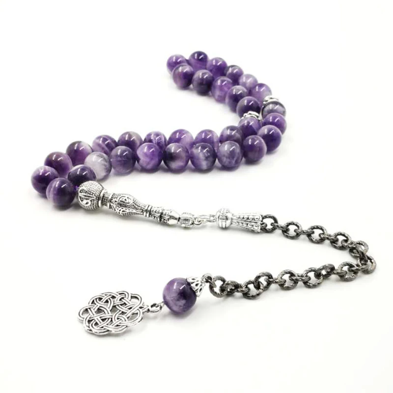 Женские браслеты из натурального аметиста Tasbih с металлической кисточкой в стиле