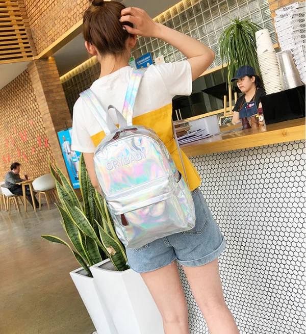 Модный женский голограммный лазерный рюкзак в стиле хип-хоп с вышитыми буквами