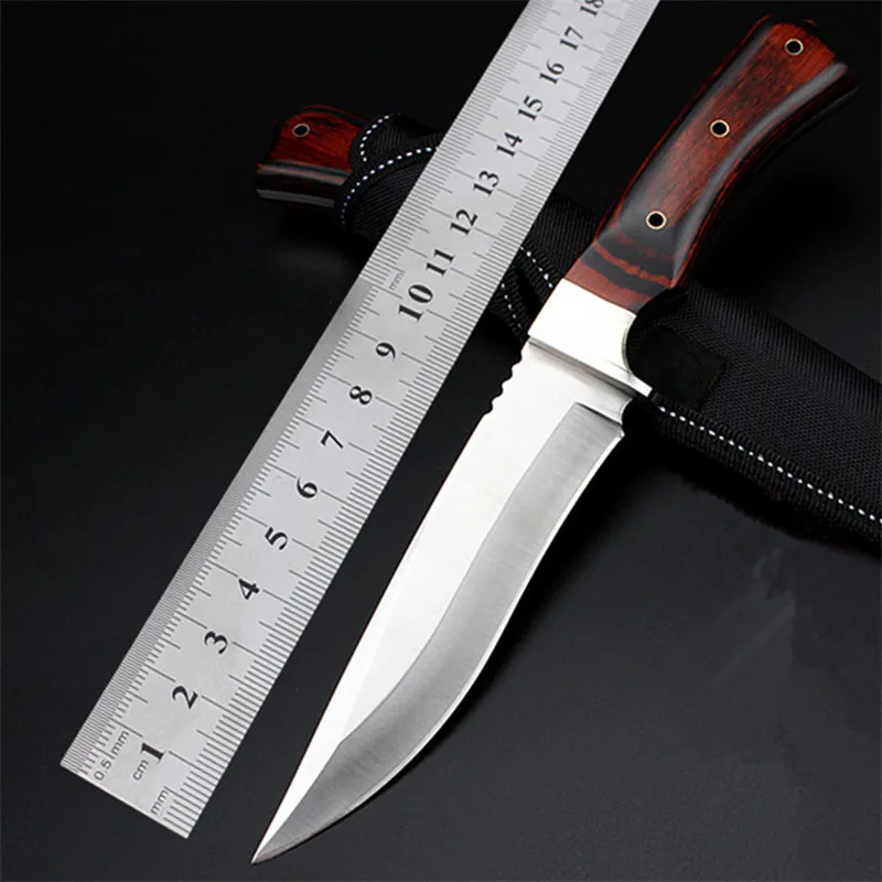 

2021 New Free Shipping 7CR17Mov Steel Fixed Survival Camping Army Knife Wood Handle Tactical Combat Hunting Knives EDC Tools