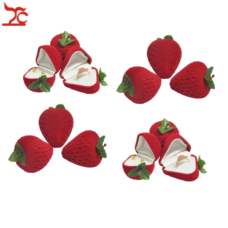 12 шт. Симпатичные клубника серьги чехол для хранения маленьких девочек красный