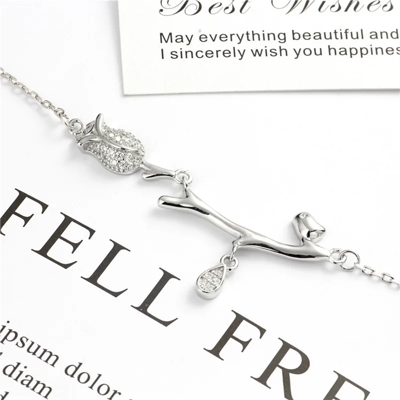 Розовое мини ожерелье из циркона для женщин 100% Стерлинговое Серебро 925 пробы