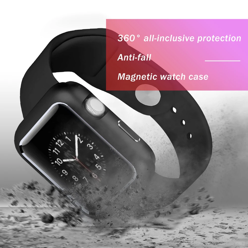 Магнитная адсорбционная металлическая рамка защитный чехол для Apple Watch серии 1 2 3
