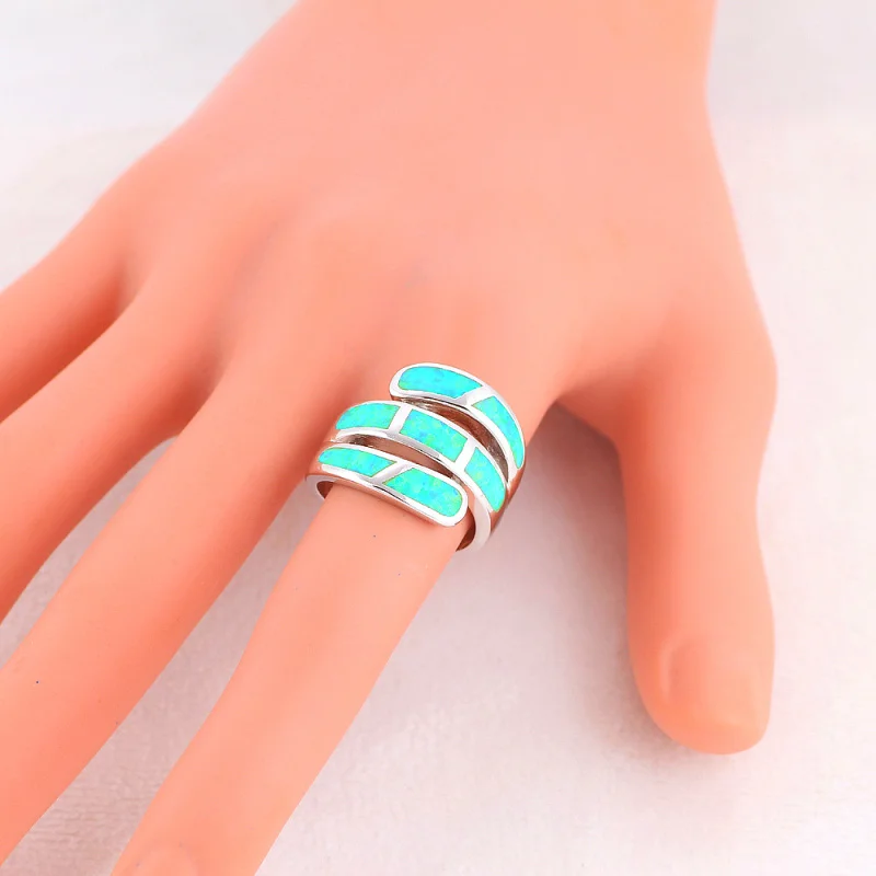 Rolilason великолепные Кольца для Для женщин зеленый огненный опал высокое качество