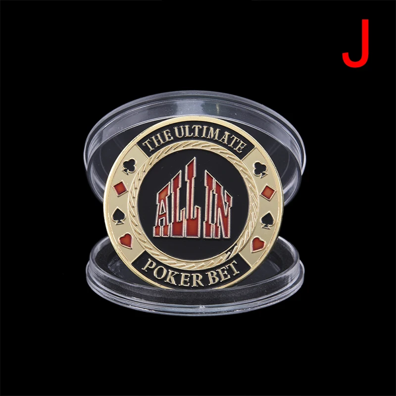 J Металлические банкиры штампованные карты покерные фишки с коробкой Texas Hold'em аксессуары сувенирные памятные монеты Porker звезда протектор - Color: J