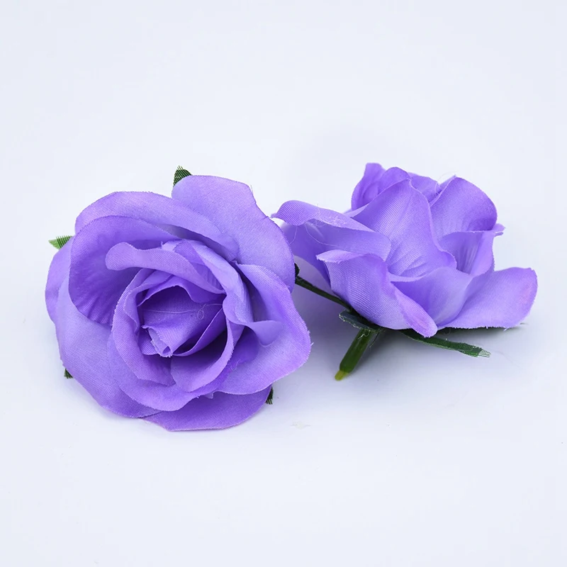 purple 2 шт. Искусственные цветы дешевые шелковые розы цветы на стену ручной работы Скрапбукинг свадебные украшения для дома аксессуары Искусственные растения - Цвет: purple