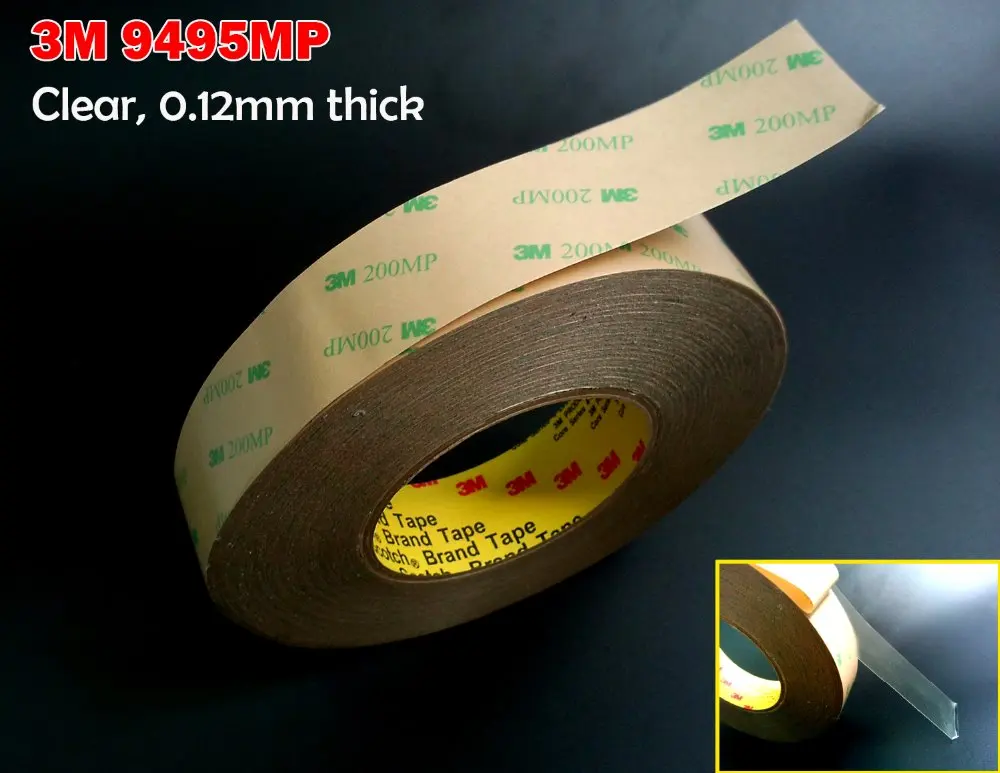 3mm~5mm~10mm~20mm~30mm~50mm Choose, 3M 9495MP Double Sided Adhesive Tape for Gasket and Lens ,Thermal and Sound Damping