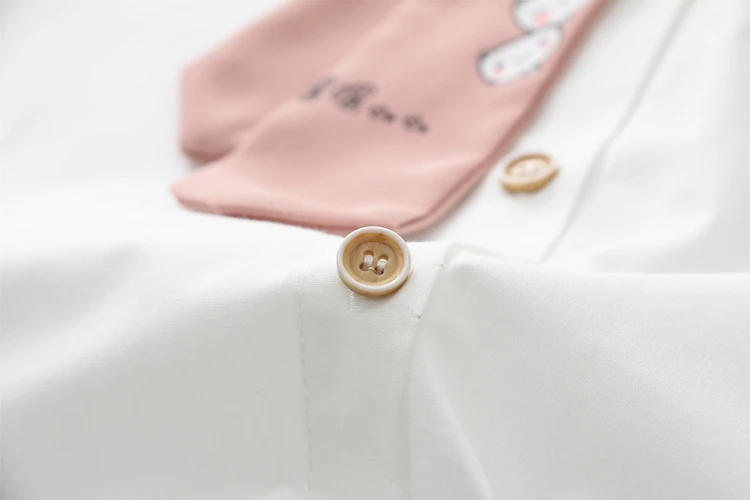 Japanese Mori Girl Autumn Spring Women Shirt Cute Kawaii Cat Footprint Bow School Uniform Preppy Style Anime White Blouse