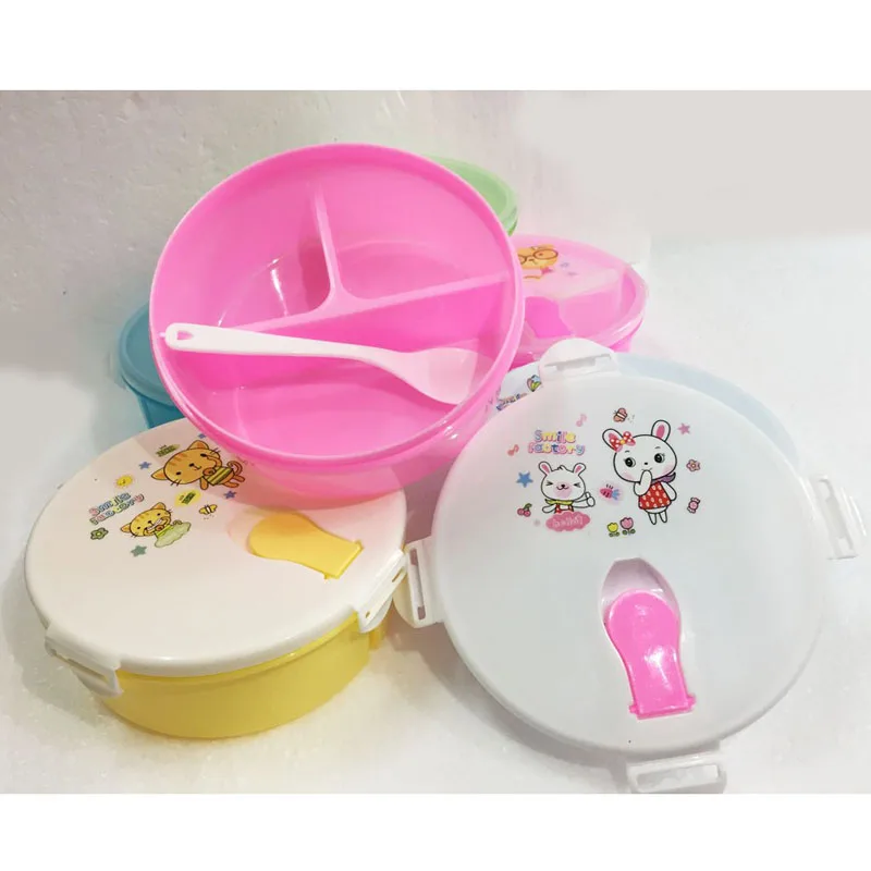 1 шт. 3 в милый ребенок миска ланч Кокс один Слои с ложкой студенческие коробки для