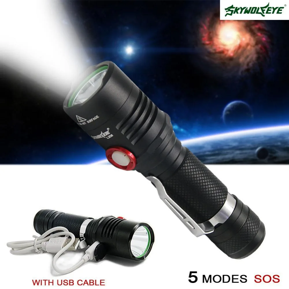 Перезаряжаемые вспышка светильник тактический фонарь 5 режимов Светодиодный flashl