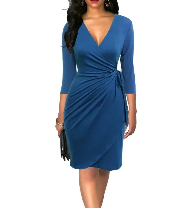 6083 Teal Berydress Винтаж 50s Ruched женское платье с длинными рукавами черные скромные платья Элегантное узкое облегающее платье осень миди бордовые платья - Цвет: 6083 Teal