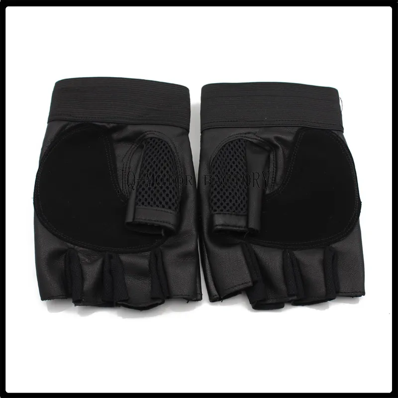 

New Leather Motorcycle cross Racing Gloves Half Fingers Pirate skull rivet Punk Gloves black red blue