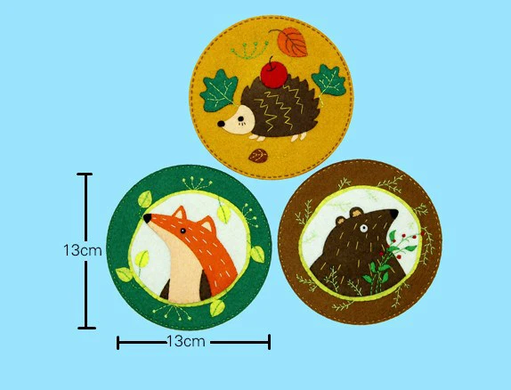 Комплект из 3 предметов милый Животные Войлок подставки под чашки 13x13 см на