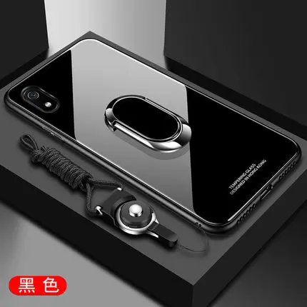 For Xiaomi Redmi 7A Case Hard Tempered Glass With Stand Ring Magnet Protective Back Cover for xiaomi redmi 7 7a phone shell | Мобильные