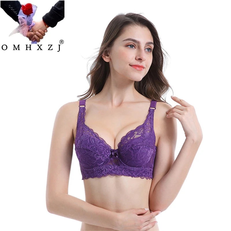 

OMHXZJ Wholesale Fashion Woman Girl Lace Sexy Adjustable Underwear Underwire Plus Size Push Up Cotton Thin Comfortable Bra NY57
