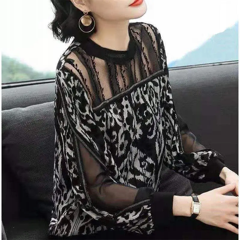 2019 Весенняя модная женская одежда открытые шифоновые рубашки в стиле пэчворк с