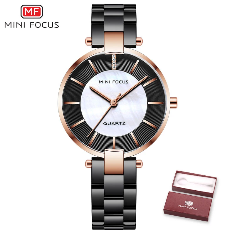 Black MINIFOCUS, женские часы, роскошный бренд, повседневные, модные, для девушек, кварцевые, женское платье, женские часы, Montre Femme, наручные часы, женские часы - Цвет: Black
