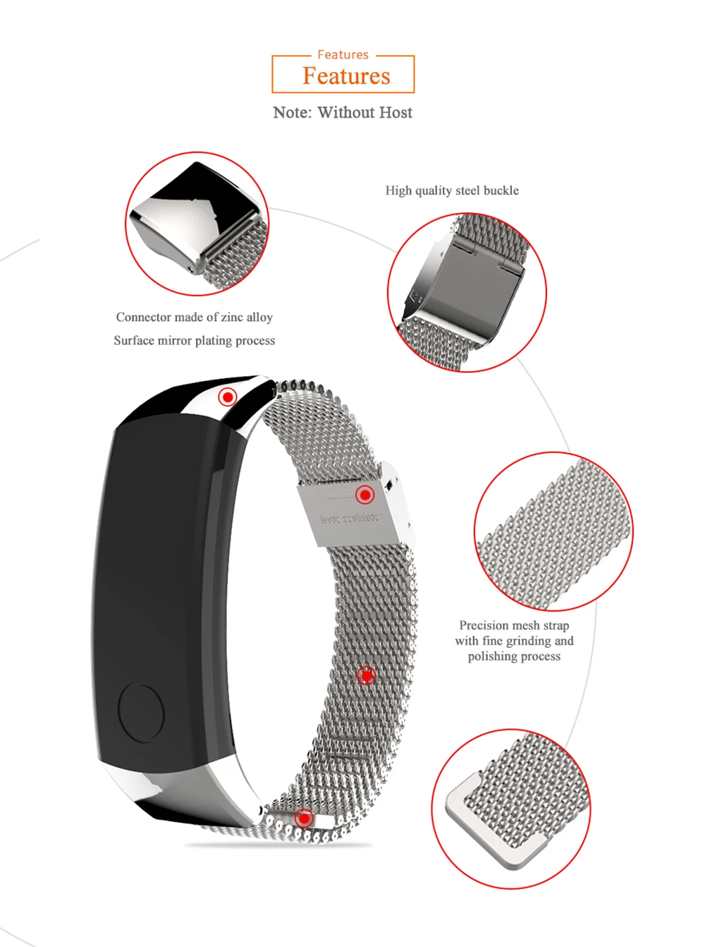 Ремешок для Honor band 3, металлический браслет, браслет, ремешок, сменный ремешок для huawei Honor Band 3, умный Браслет