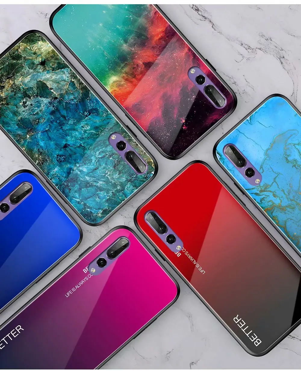 Цветной мраморный чехол для телефона huawei P20 Pro P20Lite закаленное стекло Coque