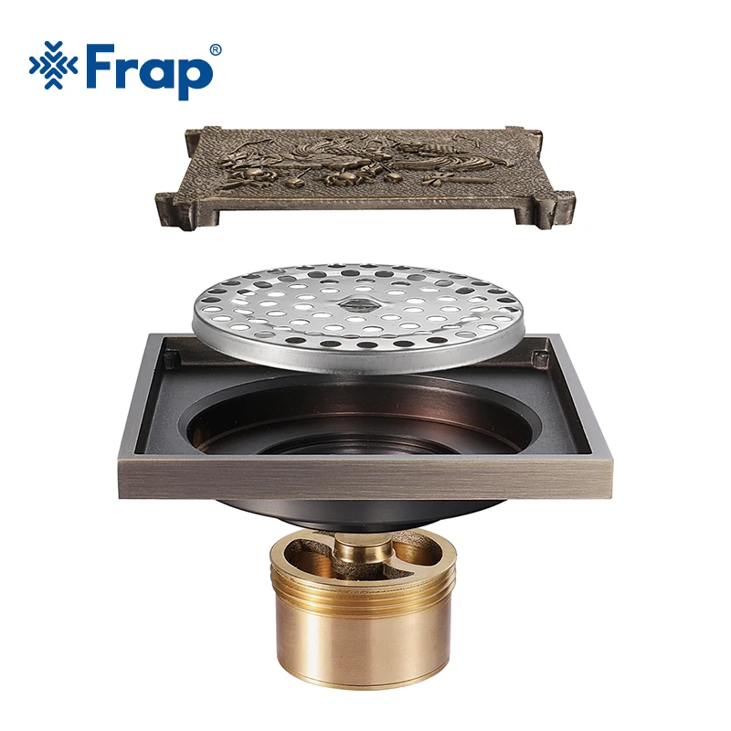 

Frap Antique Brass Floor Drain Shower Drain Square Kitchen Waste Drain Bathroom Deodorant Grate Drain Strainer Cover GrateY38068
