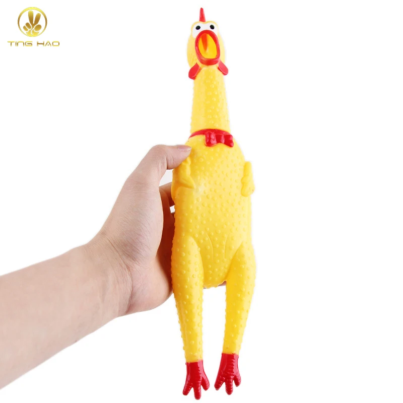 TINGHAO 17 см Новинка желтая кричащая резиновая курица игрушка для домашних животных Новинка сжимающая кричащая курица пищалка собака кошка жевательный подарок