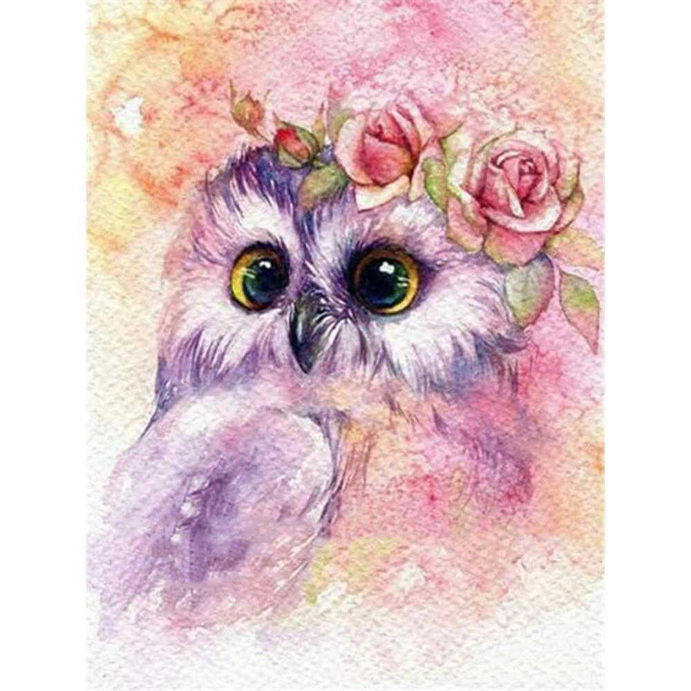 Diamond Embroidery Owl Rose Full Square Painting Cartoon Pictures Of rhinestones Mosaic Kit Handmade Hobby a1262 | Дом и сад