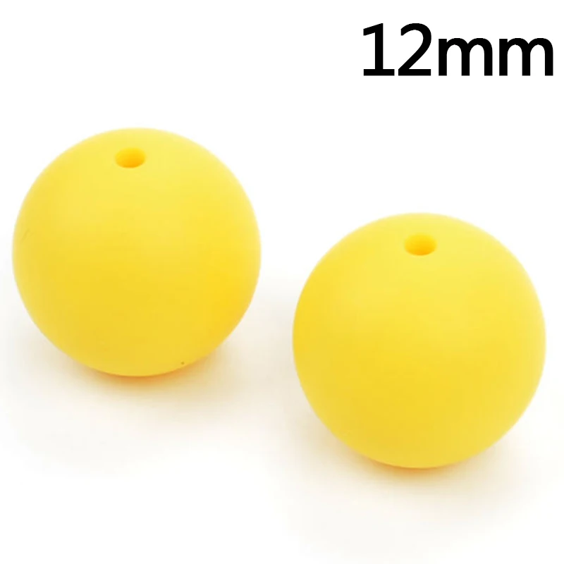 yellow 100 шт./лот 12 мм круглой формы силиконовые бусины для прорезывания зубов для DIY кормящих ожерелье пищевого качества жевательные бусины - Цвет: yellow