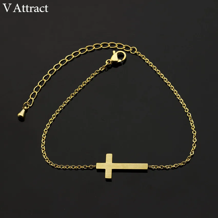V привлечь минимализм Bijoux Femme крест-накрест крест браслет Для женщин Для мужчин Jewelry цвета: золотистый, серебристый Нержавеющая сталь Pulseira Masculina
