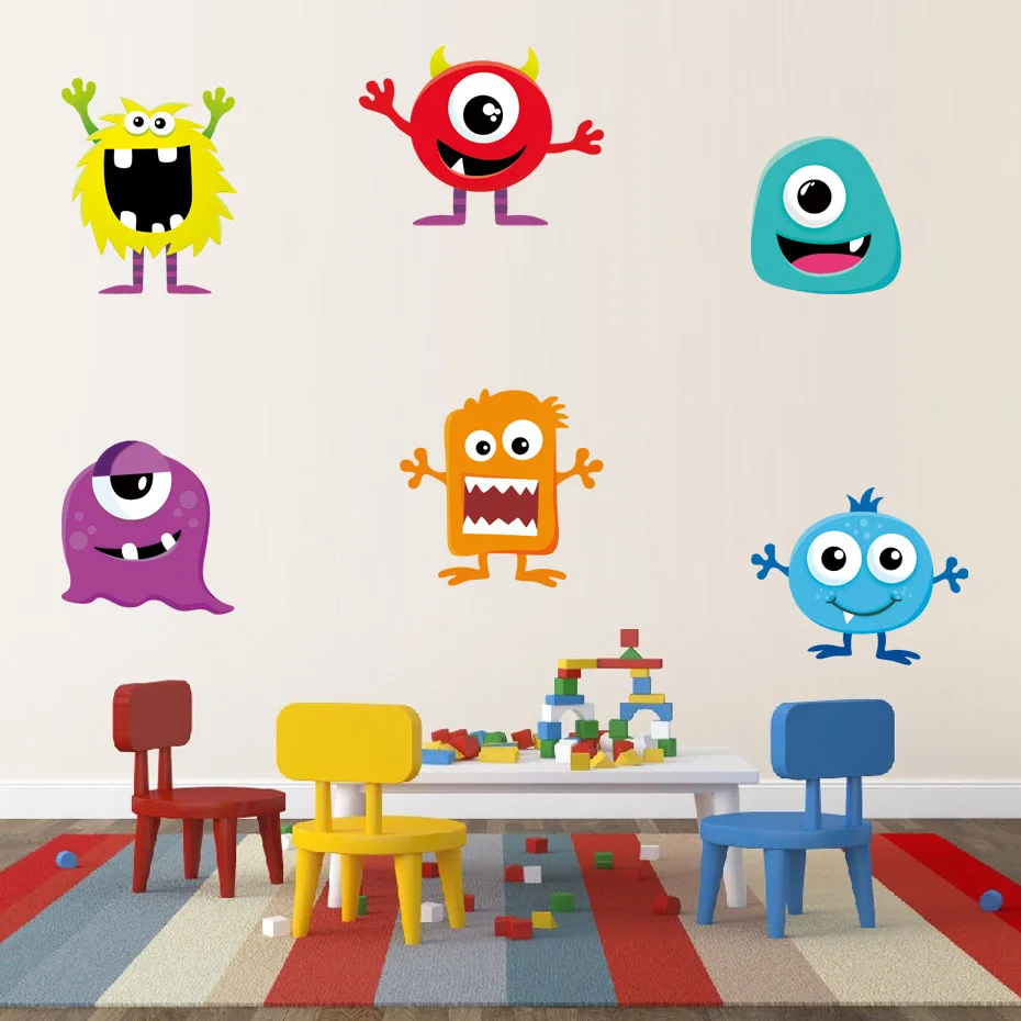 Наклейки на окна маленького монстра из мультфильма современные настенные