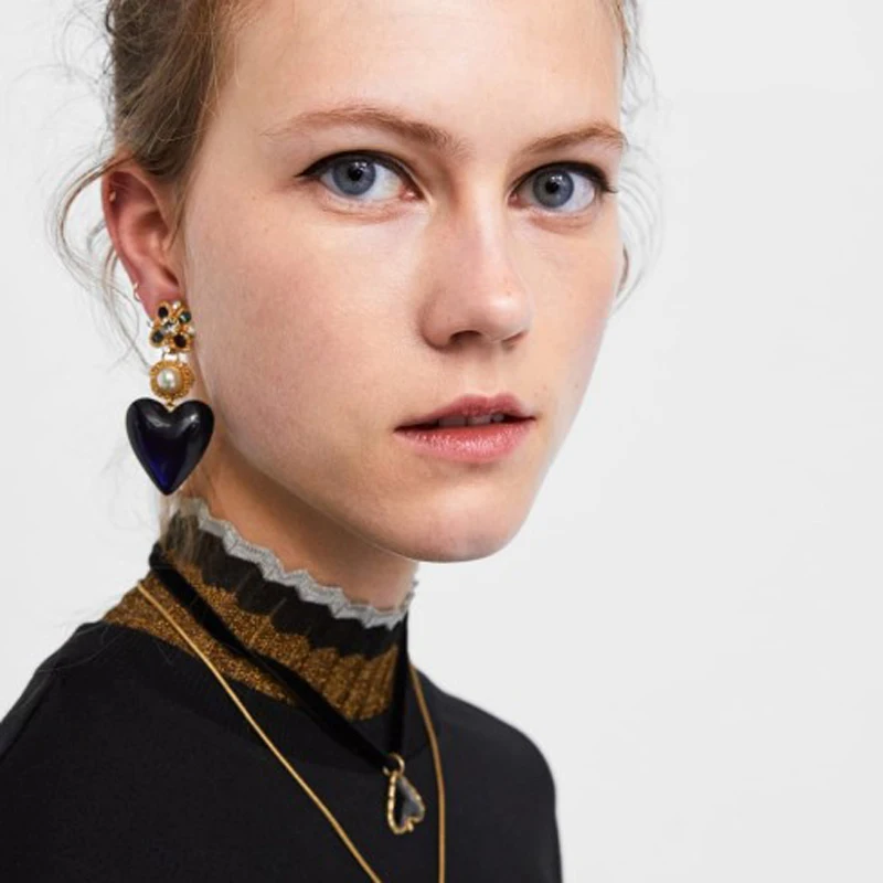 Ztech сердце Bijoux женские серьги ZA модные большие массивные ювелирные изделия веревочная цепочка металлические Чокеры АКСЕССУАРЫ pendientes mujer mod