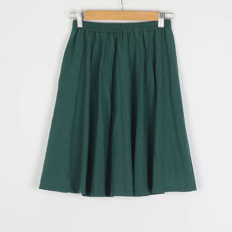 Юбка миди женская из хлопка и льна с эластичным поясом|linen skirt|skirt elastic waistfashion pleated