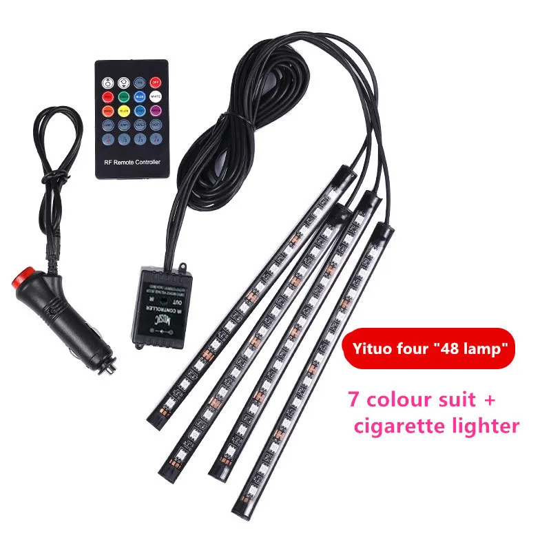Автомобильные RGB Светодиодные полосы света цвета декоративная Атмосфера лампы