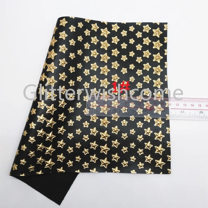 Glitterwishcome 21X29 см A4 Размеры винил для луков переливающийся рельефные звезды кожи Fabirc Искусственная кожа листов для Луки, GM280A