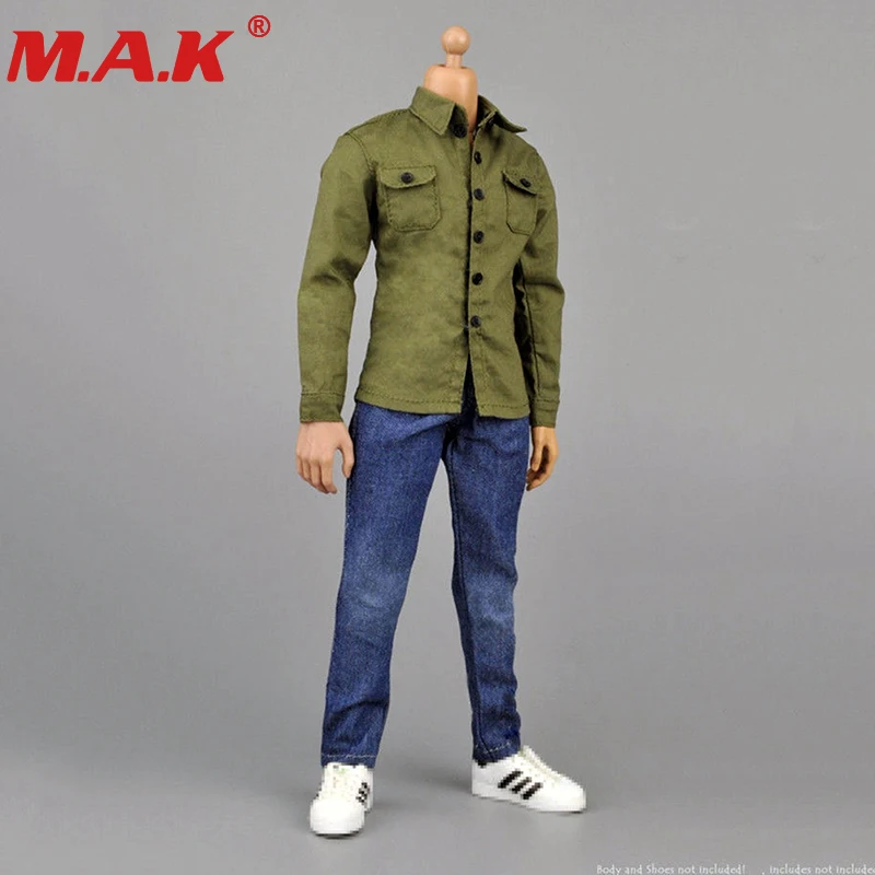 Одежда в масштабе 1/6 ZY5001 Мужская одежда костюм пальто и синие джинсы брюки